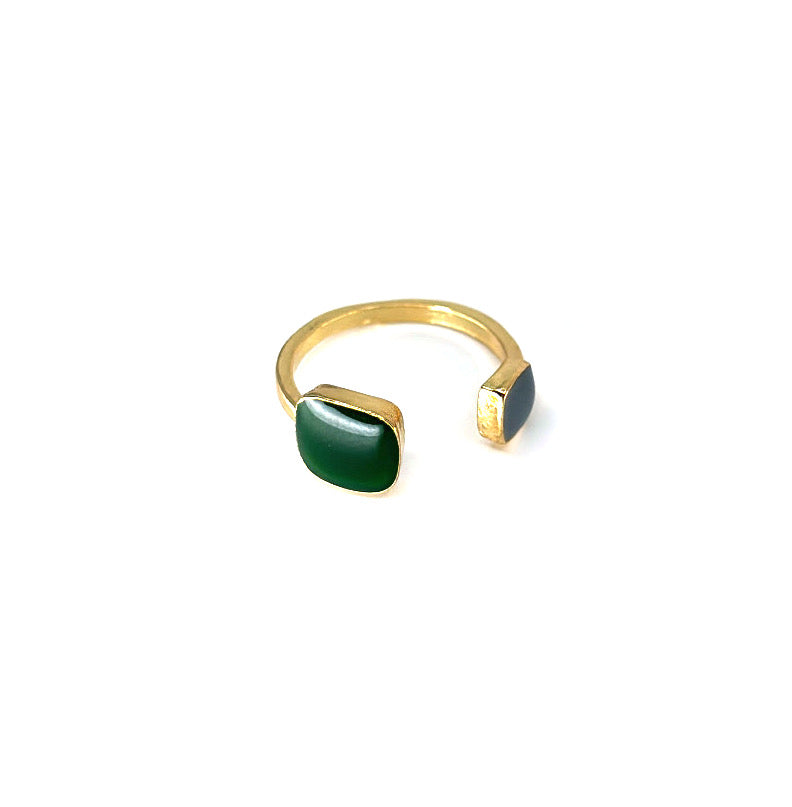 Emerald Squared Ring