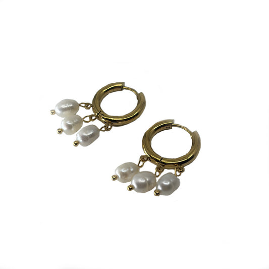 Pearl Cascade Hoop Earrings