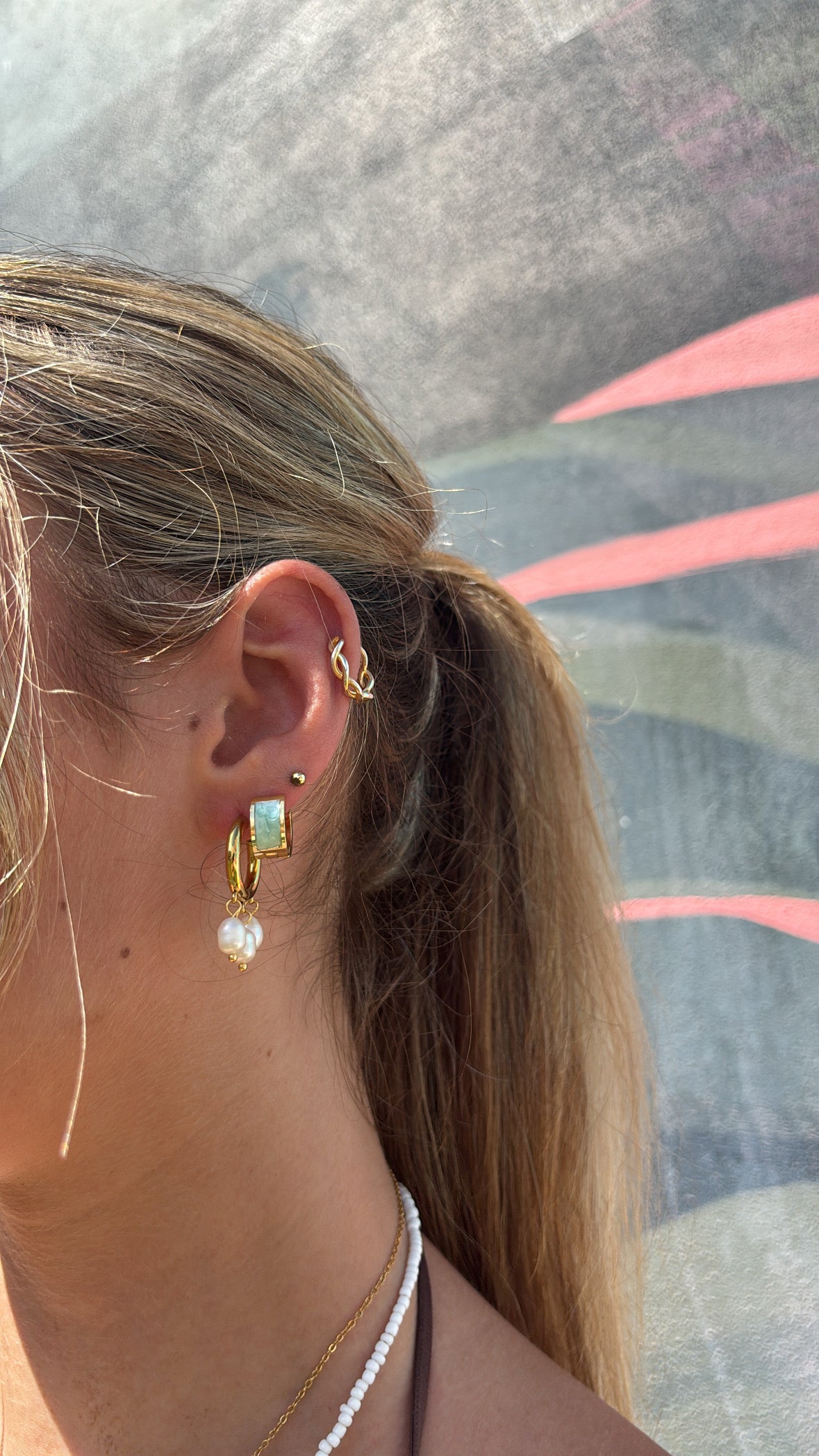 Pearl Cascade Hoop Earrings