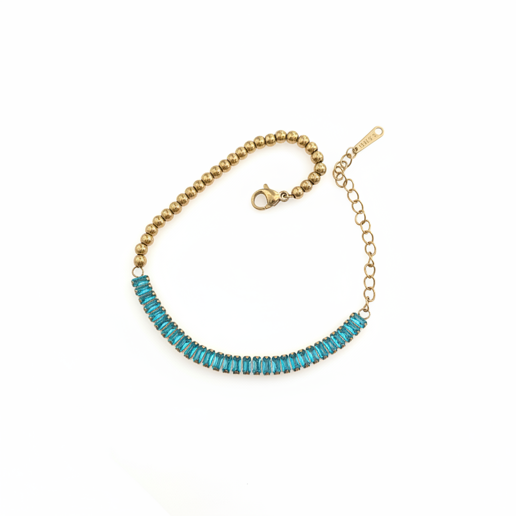Aqua Gem Tennis Bracelet on white background