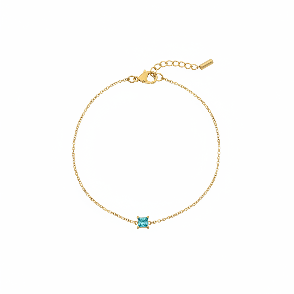 Aqua Gem Chain Bracelet on white background