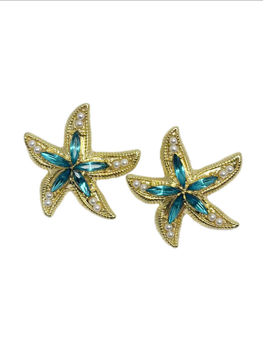 Gem Starfish Earrings